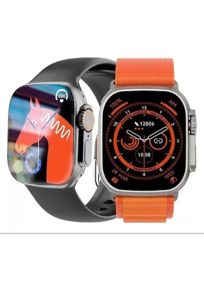 Hw8 Ultra Çift Kordon 49mm - Siri Nfc Bluetooth Arama Konuşma - İos & Android Uyumlu Akıllı Saat