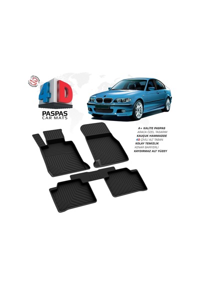 Bmw 3 Serisi E46 4d Araca Özel Havuzlu Kauçuk Paspas 1998-2005