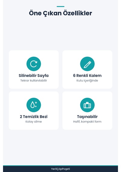Temizlenebilir Renkli Çizim Defteri Kalem Setli