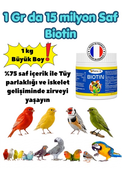 1 Kg Büyük Boy Biotin %75 Saf Biotin 15 Milyon Güç - Kuşlar İçin Tüy, Deri Ve Gaga Bakım Vitamini B7