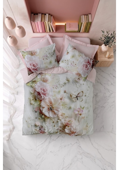 Cotton Box 3d Flower %100 Pamuk Saten - Elara Pembe