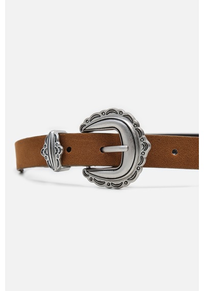 Akswsuar Vintage Tokalı Süet Kemer Camel
