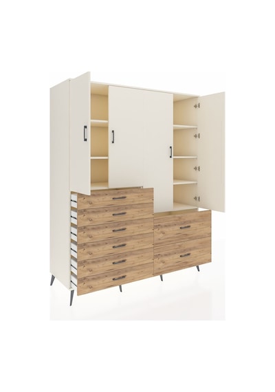 Kronos Gardrop 7 Raflı 8 Çekmeceli 4 Kapaklı 176x59x221 Aytaşı-aytaşı/çam Beyaz