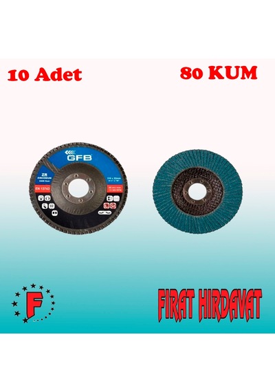Gfb Zirkonyum Flap Disk Zımpara 115x22 MM 80 Kum 10adet