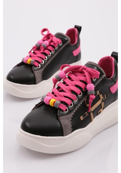 Dgn 1023 Kadin Sneaker Ayakkabi 1023-2007-R11446 Siyah - Fuşya