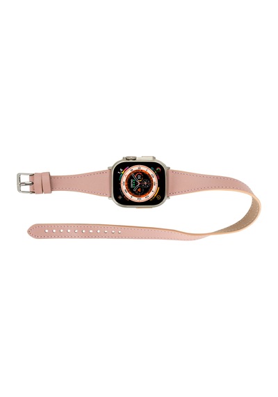 Alpıne Slim Double Tour Blush Pink Hakiki Deri Apple Uyumlu Watch Kordonu - 44/45/46/49mm