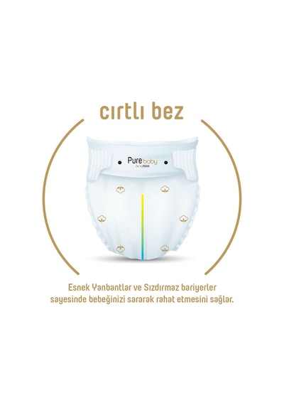 Pure Baby Organik Pamuklu Cırtlı Bez 4'lü Paket 2 Numara Mini 272 Adet 4'lü