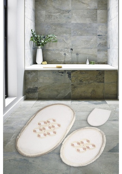 Akasya Saçakli Banyo Takımı 2 Pcs Beyaz