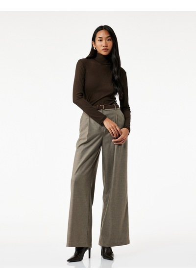 Koton Slim Fit Balıkçı Yaka Uzun Kollu Tişört Kahverengi 6wak50001uk Kahve