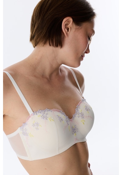 Penti Kırık Beyaz Lotus Straplez Broderie Balenli Sütyen