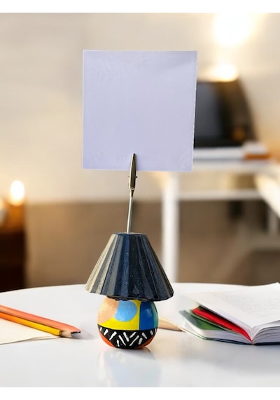 Siyah Abajur Fotoğraf Not Tutacağı Ofis Masası Hediyelik Tutucu Siyah