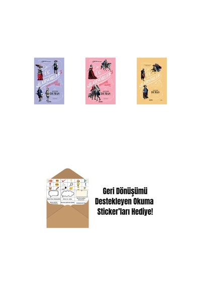 Üç Silahşörler 5 - Demir Maskeli Adam Ciltli + Üç Silahşörler 3 - Bragelonne Vikontu Ciltli + Üç Silahşörler Ciltli + Okuma Sticker'ları
