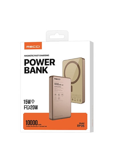 Recci RP35 PD 20W Led Göstergeli Hızlı Şarj Özellikli Wireless 15W 10000 mAh Powerbank