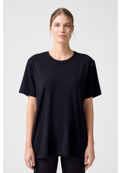 Los Ojos X Melodi Siyah Oversize Geniş Kalıp Tişört Boyfriend T-shirt Siyah Siyah