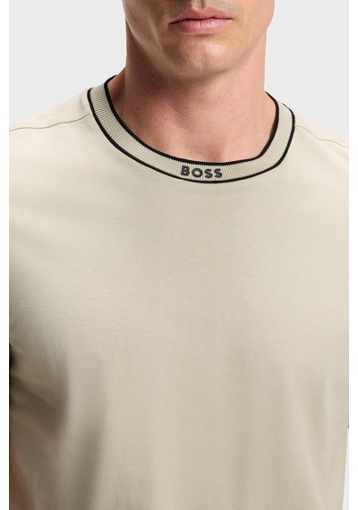 Boss Logolu % 100 Pamuk Regular Fit Bisiklet Yaka T Shirt Erkek T Shirt 50554862 272 Bej