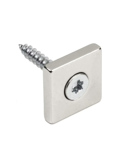 5 Adet, Köşeli, Neodyum Mıknatıs, 20x20x5 Mm, D:10/5 Mm, Havşa Delikli, Güçlü Magnet, N35 Kalite