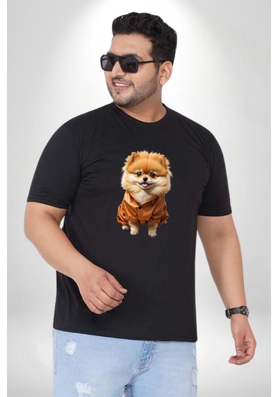Angemiel Teacup Pomernian Çeket Siyah Büyük Beden Erkek Kadın Unisex Basic Ön Baskılı Tişört Siyah