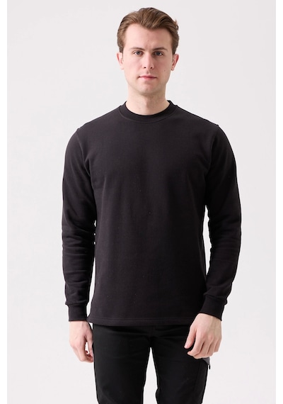 Galanthus Basic Sweatshirt - Uzun Kollu, Pamuklu, Rahat Kesim, Günlük Ve İş Kullanımı Siyah