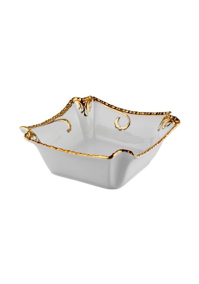 Camelia Gold Kare Salata Kasesi 22x22x7 Beyaz - Altın