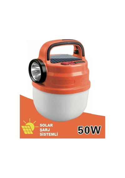 Powergold Pg-200 Solar Şarj Sistemli 50w Kamp Lambası Turuncu