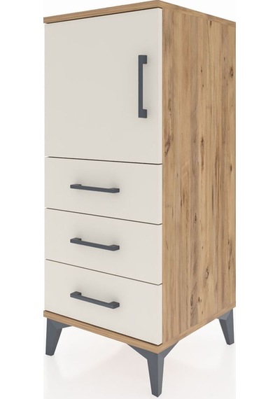 Hyperion Komodin 2 Raflı 3 Çekmeceli Tek Kapaklı 44x44x106 Çam-aytaşı Atlas Çam