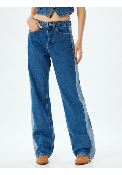 Koton Düz Paça Kot Pantolon Renk Bloklu Yüksek Bel Düğmeli Pamuklu - Longer Straight Fit Jean Orta İndigo 5wal40194md Indigo İndigo Koton Düz Paça Kot Pantolon Renk Bloklu Yüksek Bel Düğmeli Pamuklu - Longer Straight Fit Jean Orta İndigo 5wal40194md Indigo İndigo