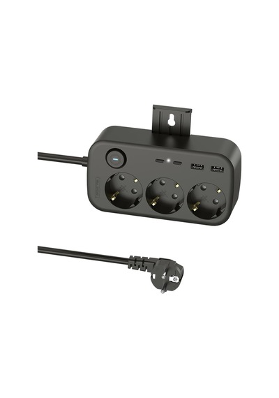 3'lü Priz + 4 Usb 2 Type-c + 2 Usb-a Çoklayıcı Duvara Monte Edilebilir, Aç/kapa Anahtarı, Akım & Kısa Devre Koruma, Yüksek Güç
