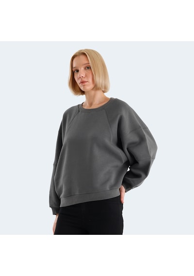 Slazenger VIA Kadın Oversıze Koyu Gri Sweatshirt