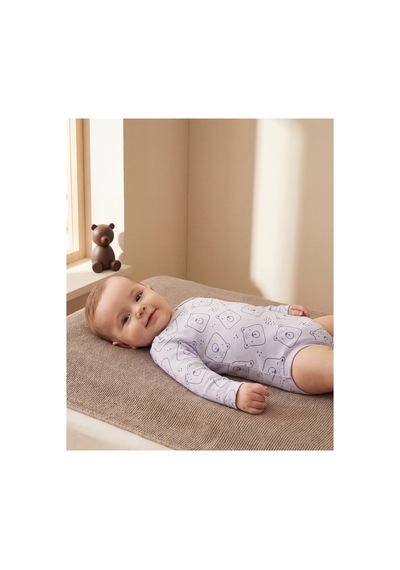 Minory Baby - 4'lü Uzun Kol Bebek Body Seti Ayı Motifli Çok Renkli Çok Renkli