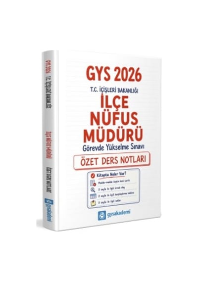 Gys Akademi 2026 İçişleri Bakanlığı Üds İlçe Nüfus Müdürü Özet Ders Notları