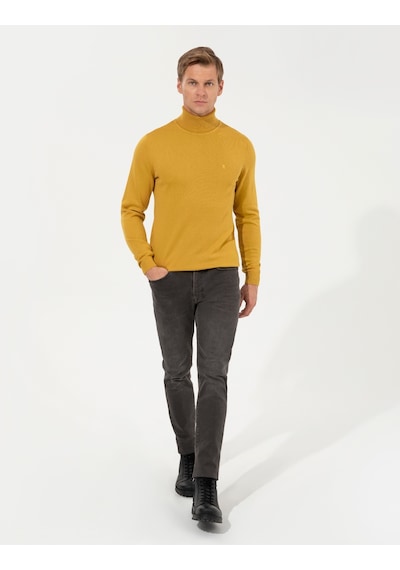 Pierre Cardin Erkek Hardal Triko Kazak 50257158-vr072 Hardal