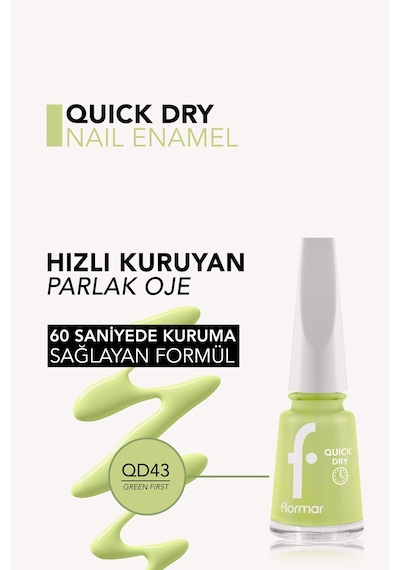 Flormar Quick Dry Nail Enamel Oje QD43 Green First
