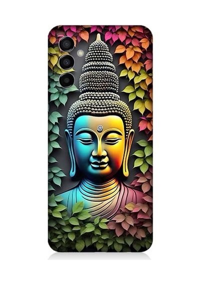 Samsung Galaxy M23 Uyumlu Silikon Kılıf Budha Ve Sarmaşık Yapraklar