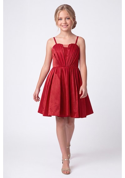 Mnk Baby & Kids Kız Çocuk Meis Kristal Abiye Elbise M00860 Kırmızı