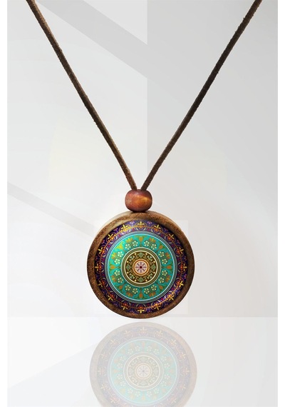Mandala Ahşap Kolye N11.29030 Beyaz