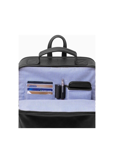 Ryoko Soho Urbanist Slim Full Grain Deri Unisex Sırt Çantası Siyah 2