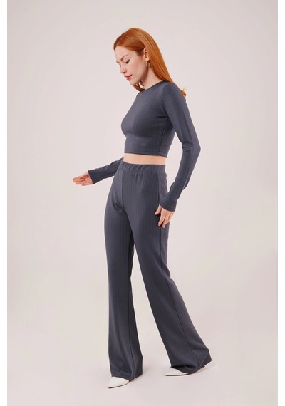 Defymoda Fitilli Bluz Ve Pantolon Antrasit İkili Takım Antrasit Defymoda Fitilli Bluz Ve Pantolon Antrasit İkili Takım Antrasit