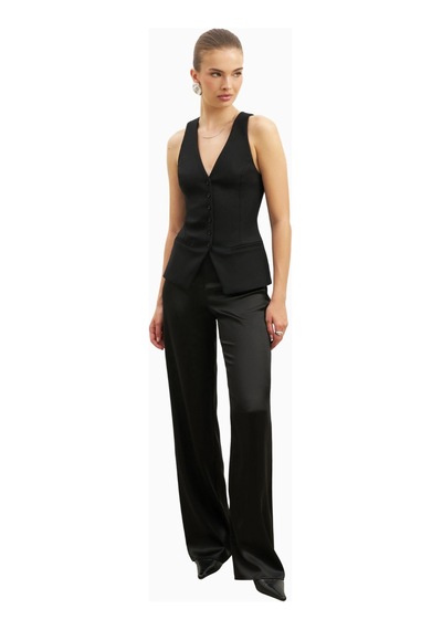 Because Of Alice Tailored V - Neck Hourglass Waistcoat V Yaka Kadın Yelek Siyah