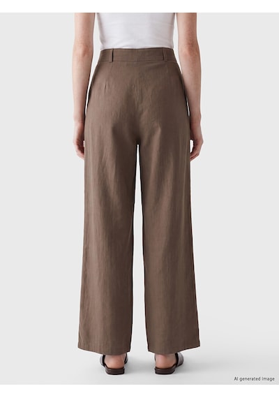 Lcw Comfort Haki Geniş Paça Pileli Kadın Kumaş Pantolon