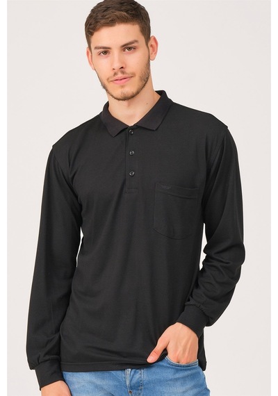 V1902 Dewberry Erkek Polo Yaka Sweatshırt-siyah Siyah