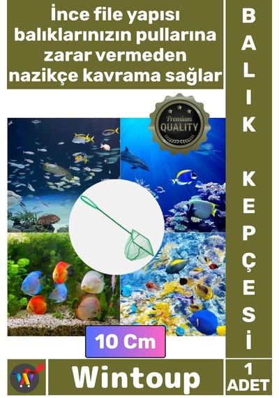 Akvaryumkepçesi Profesyonel Kaliteli Dayanıklı İnce Fileli Akvarist Akvaryum Balık Kepçesi 10 Cm