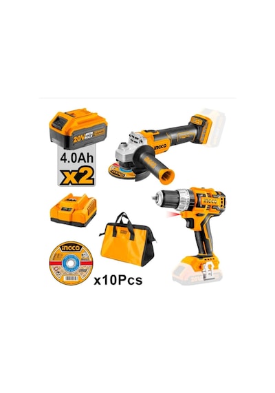 Ingco CKLI6015 Li-ion Akülü 2 'li Kombo Set - Matkap Ve Avuç Taşlama 2 Akülü