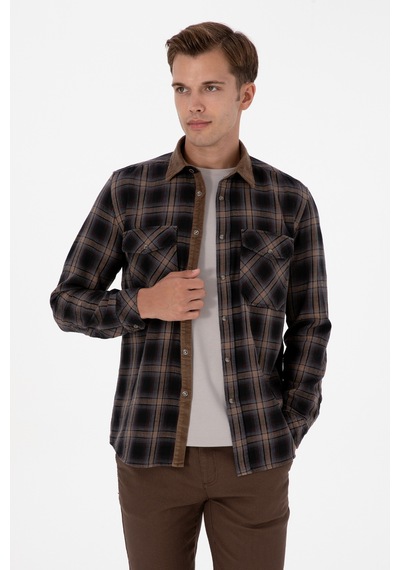 U.s. Polo Assn. Erkek Kahverengi Gömlek Desenli 50313432-vr029 Kahverengi