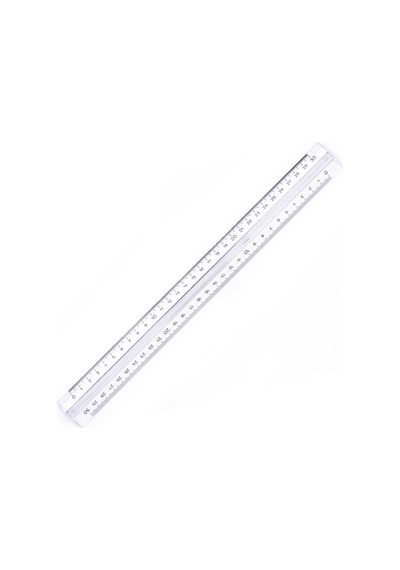 Hatas 0250 Tribldesimetre Şeffaf Plastik Cetvel 30 CM Şeffaf