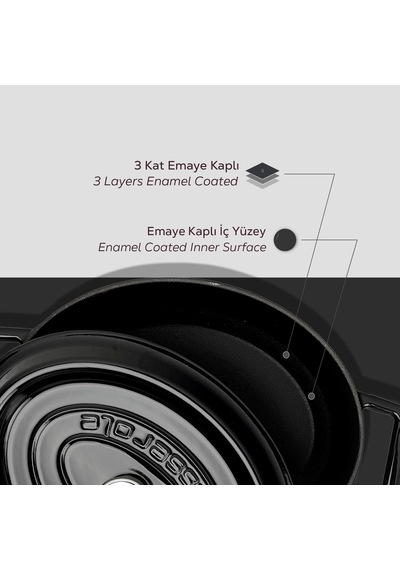 Cookware Trendy Dökme Demir Emaye Güveç, Oval, 25 Cm, 3,19 L, Siyah Diğer
