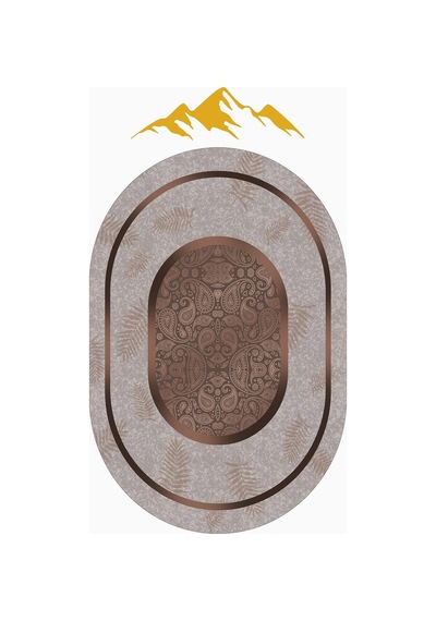 Modern Desenli Oval Dijital Baskı Kaymaz Taban Halı H0360 Renkli