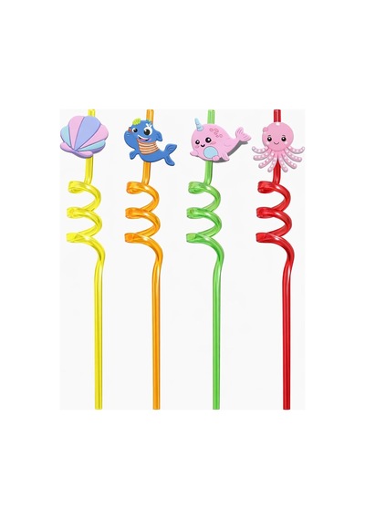 Aksu Renkli Eğlence Pipetleri 6 Lı Karışık Paket 24 Pipet 26cm Çok Renkli