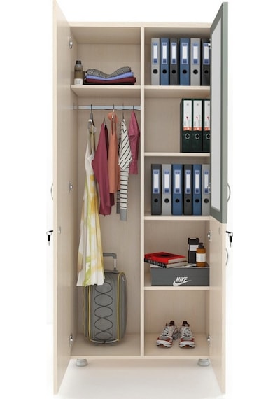 Modüler Dünyası Dosya Ve Soyunma Dolabı - Cam Kapaklı Ve Kilitli (326995660) Teak