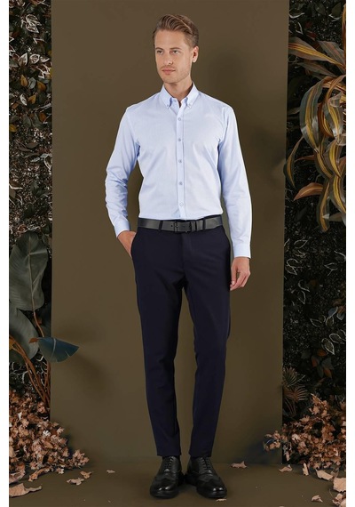 Efor Gk 706 Slim Fit Mavi Klasik Gömlek Mavi