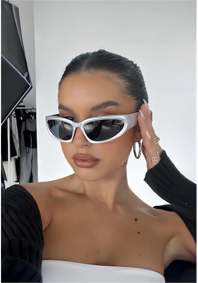 Alien Silver Mirror Milenyum Y2k Hafif Unisex Güneş Gözlüğü Çok Renkli